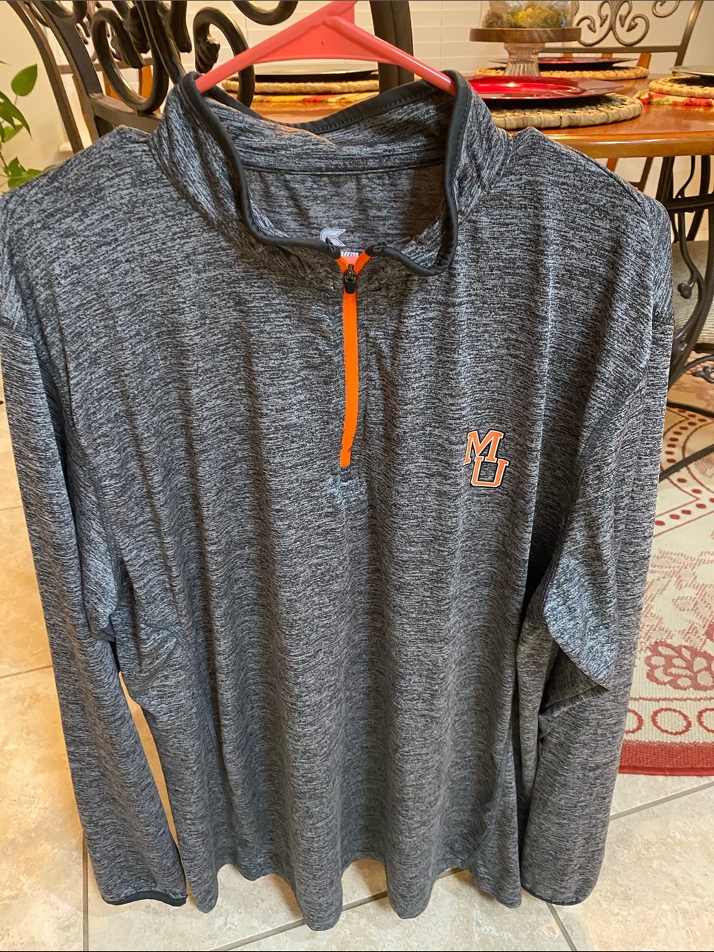 Colosseum Men's Mercer University Grey Quarter-Zip Pullover w/Orange Logo Sz XL